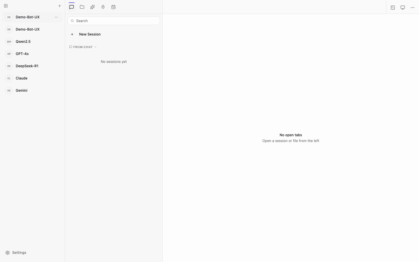 Memoh Chat Workspace — L1, L2, L3 layout hierarchy