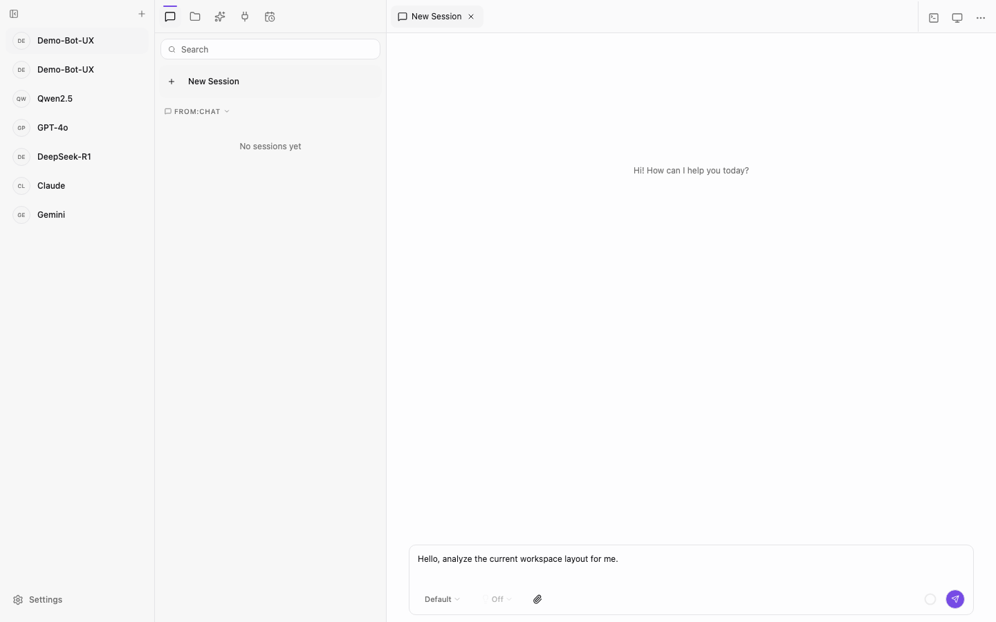 Memoh AI Platform Chat Session Interface